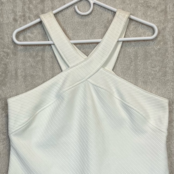 NWT Anthropologie Ivory Knit Top Sz L Cross Straps Front & Back - Picture 15 of 15